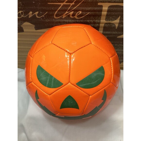 Spooky Orange Halloween Pumpkin Soccer Ball Face Glows In The Dark Unused Shape - Picture 2 of 7